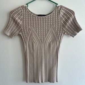 Guess Taupe Textured Knit Top